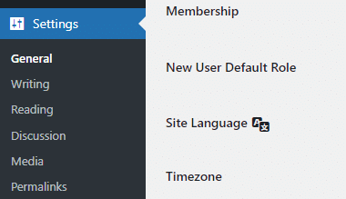 WordPress settings